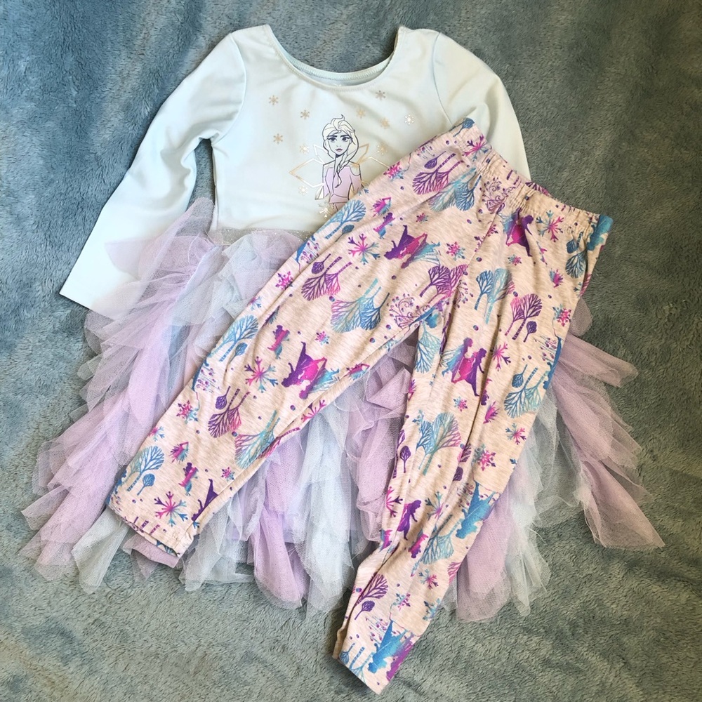 Frozen Themed Dress and Leggings Set